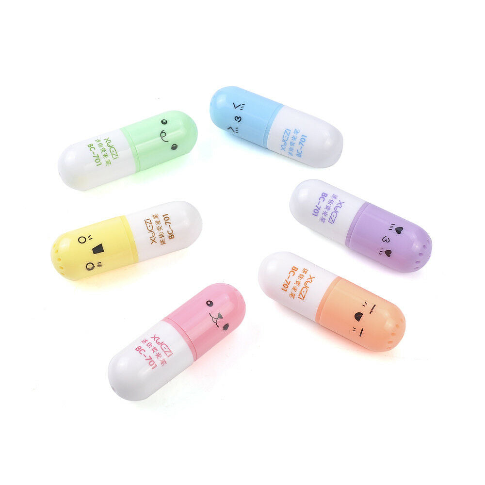 6x Mini Cute Stationery Pen Supplies Graffiti Writing School Office Cartoon Face