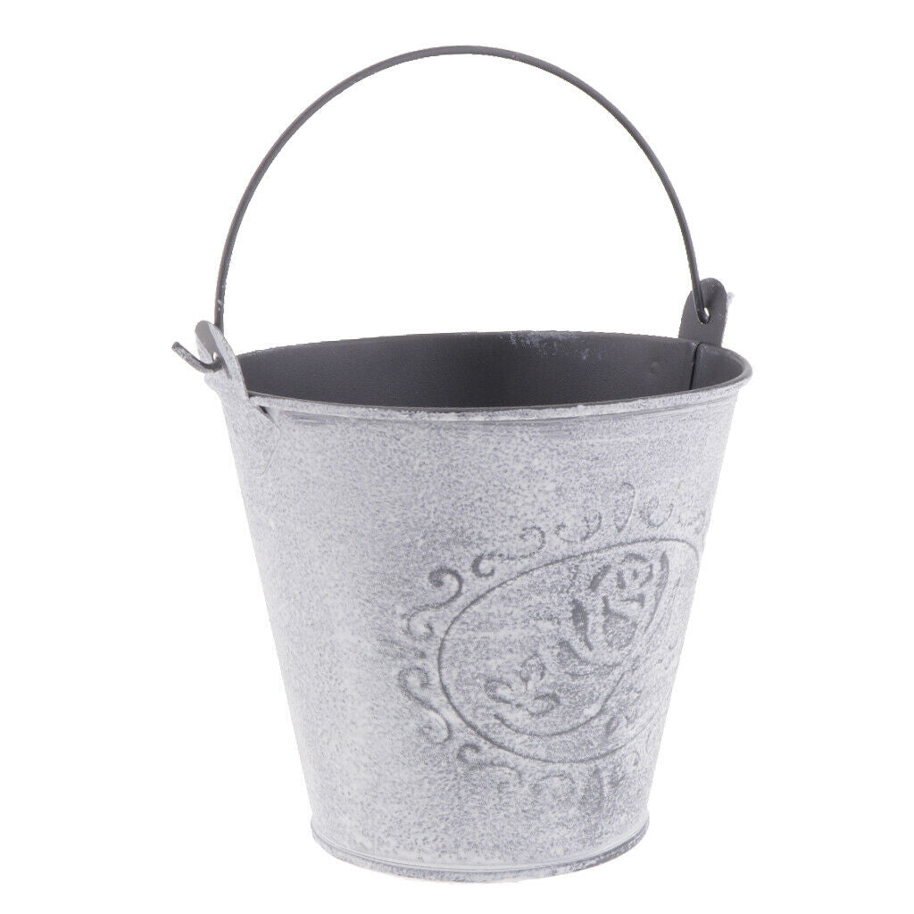 Rustic Iron Metal Iron Flower Plants Bucket Potted Bonsai Vase Container