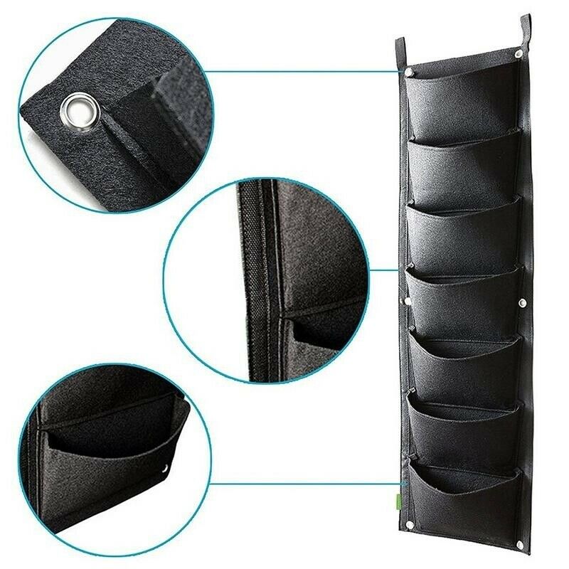 7 Pocket Planting Bag Hanging Wall Vertical Plant Hangers Flower Home Garden