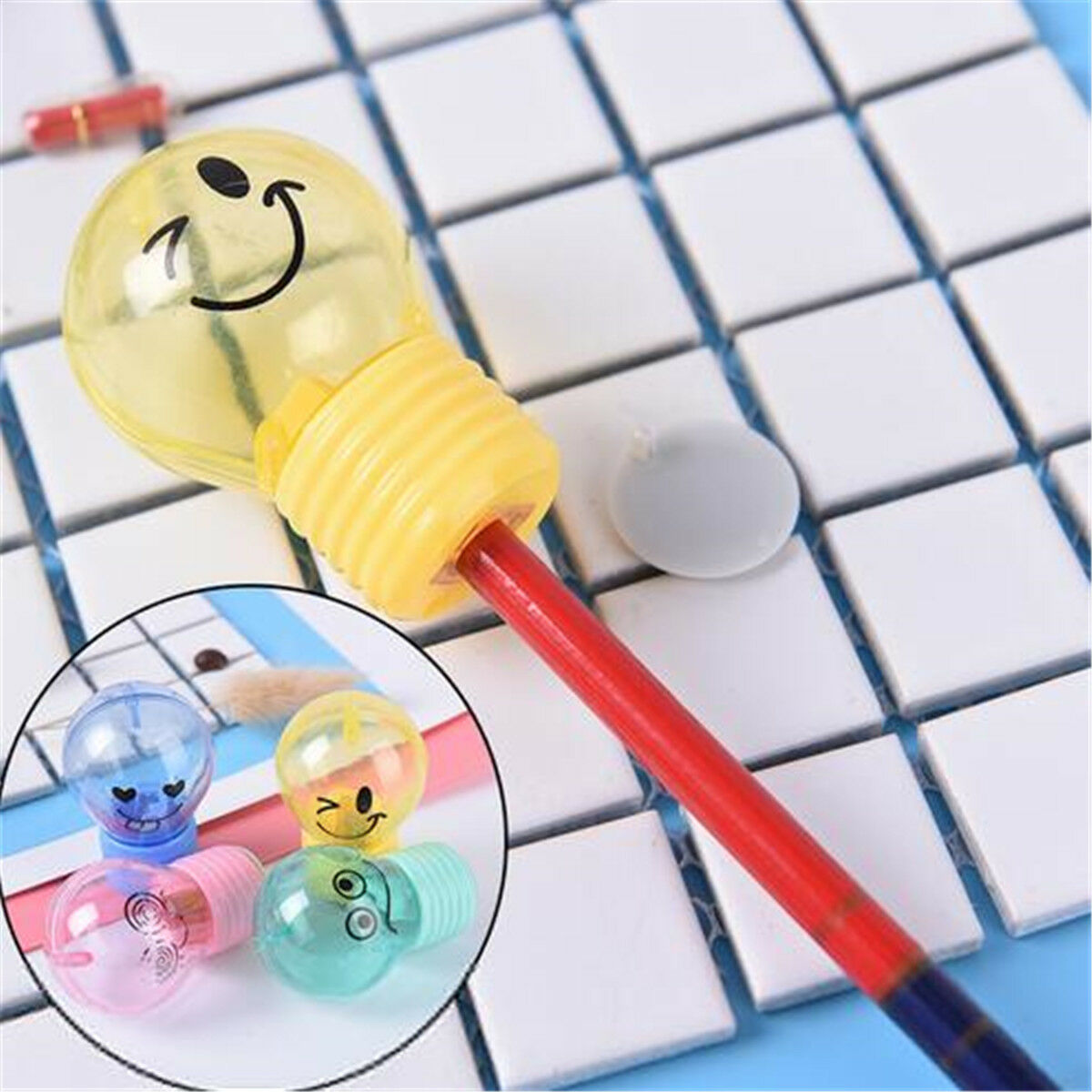 2PCS Mini Light Bulb Can Pencil Sharpener Office Student School Supply Kids Gift