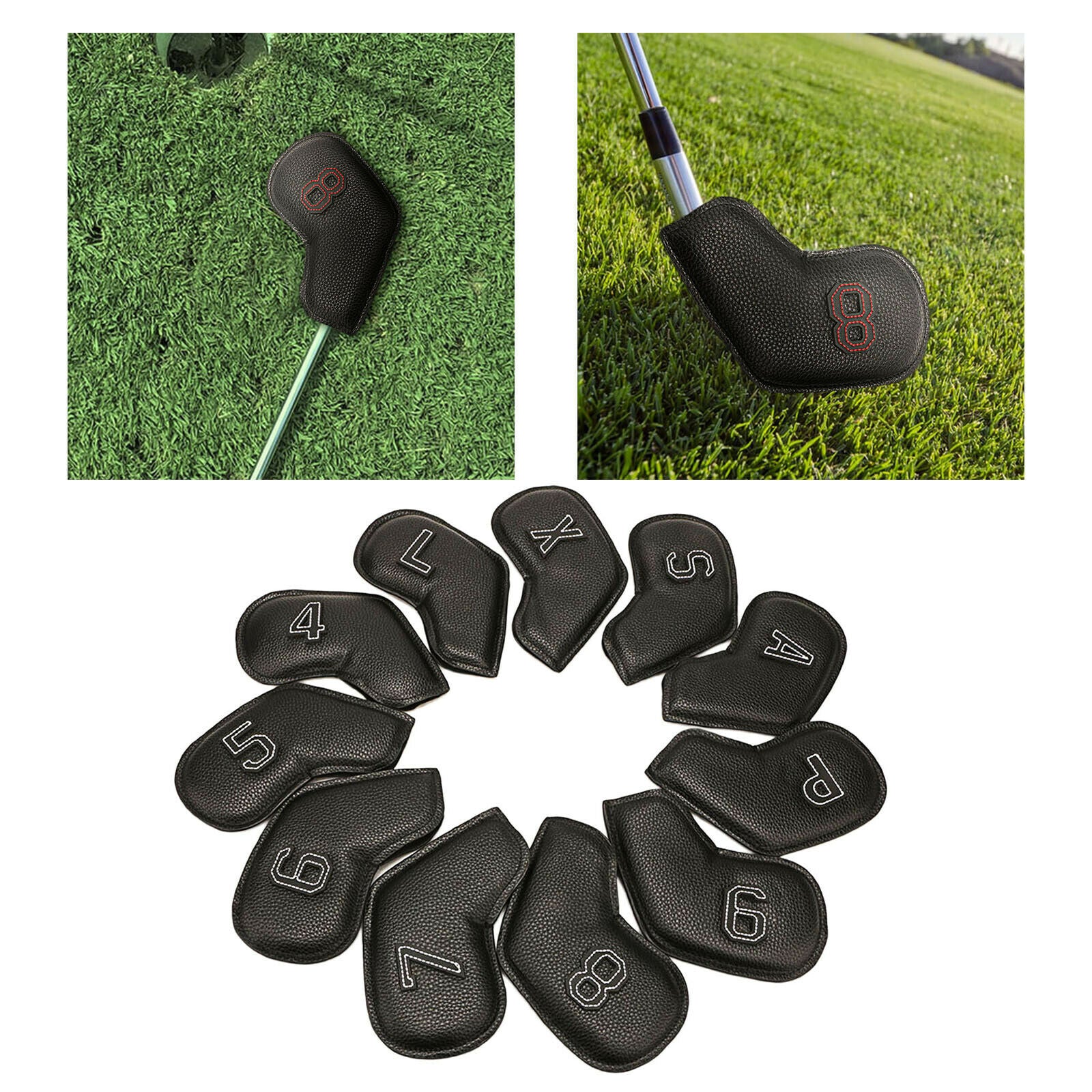 11pcs/set PU Golf Club Iron Cover Protector Headcover Fits All Driver Clubs