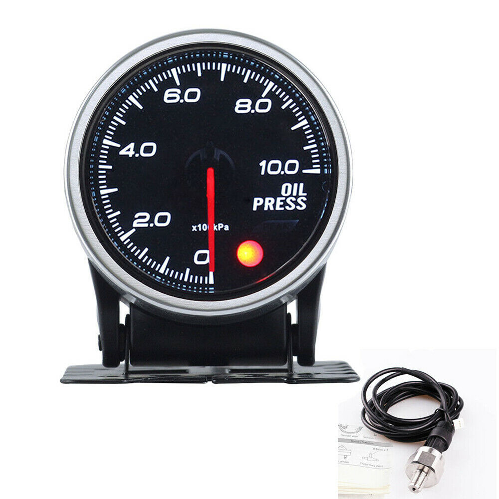 2 Inch Oil Pressure Meter 0-10 Bar w/ Electronic Sensor Smoke Lens Universal
