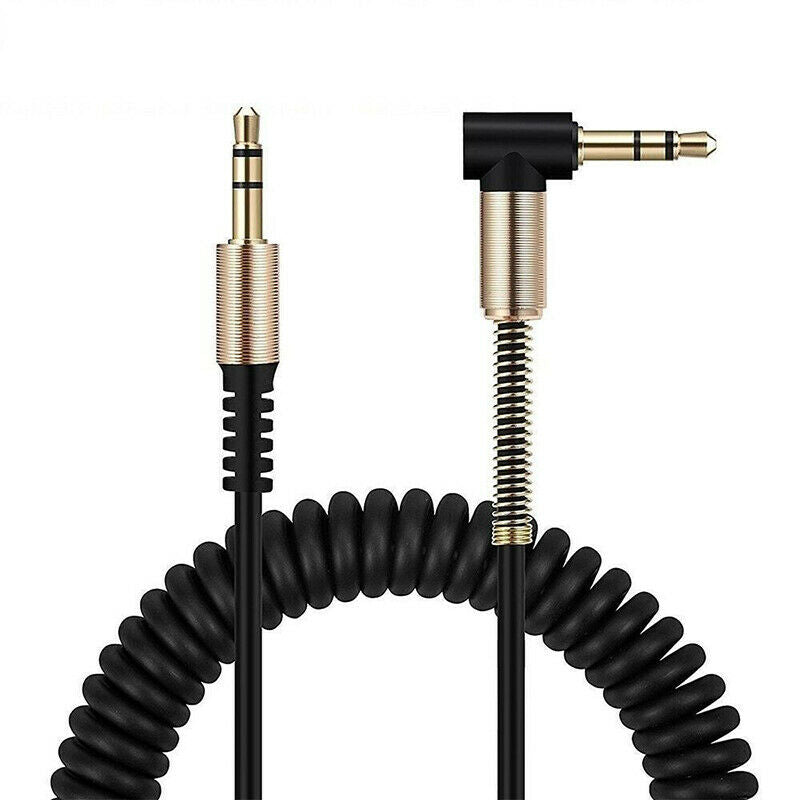 3.5mm Aux Cable Cord Coiled Male Jack Stereo Audio Adapter for Car PC Headphone