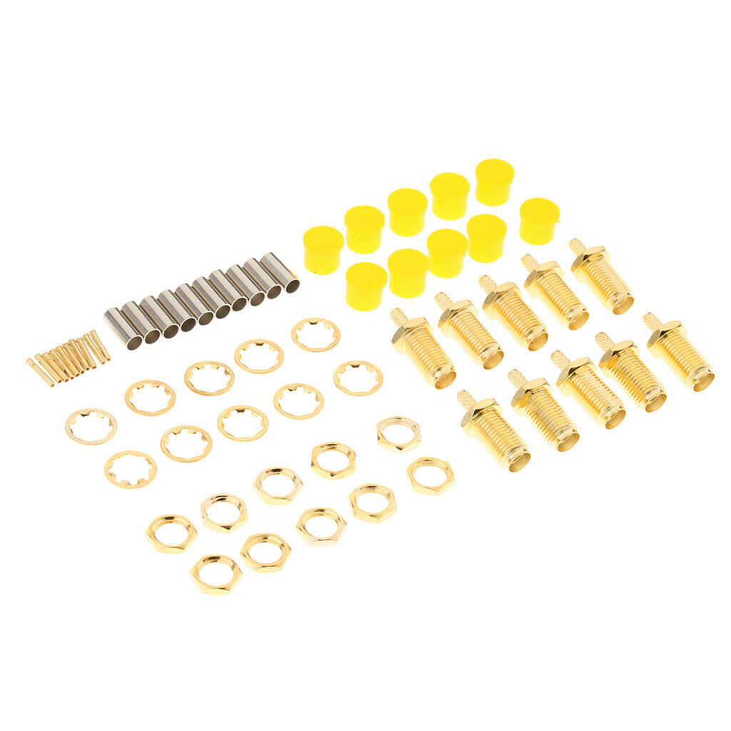 10 Pack SMA Female   Crimp Straight RF Coax Connector for RG316 RG174 LMR100