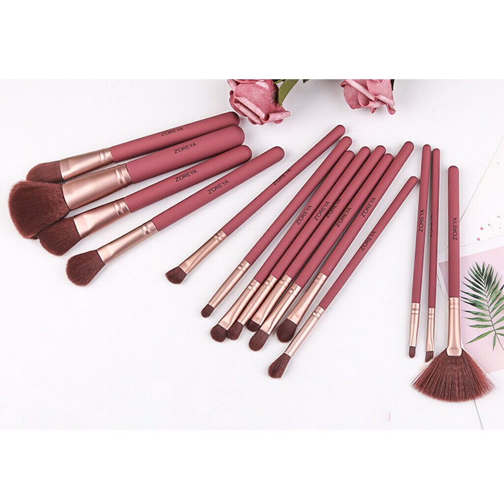 15pcs Makeup Brushes Set Foundation Eyeshadow Fan Brush w/ Wooden Handle