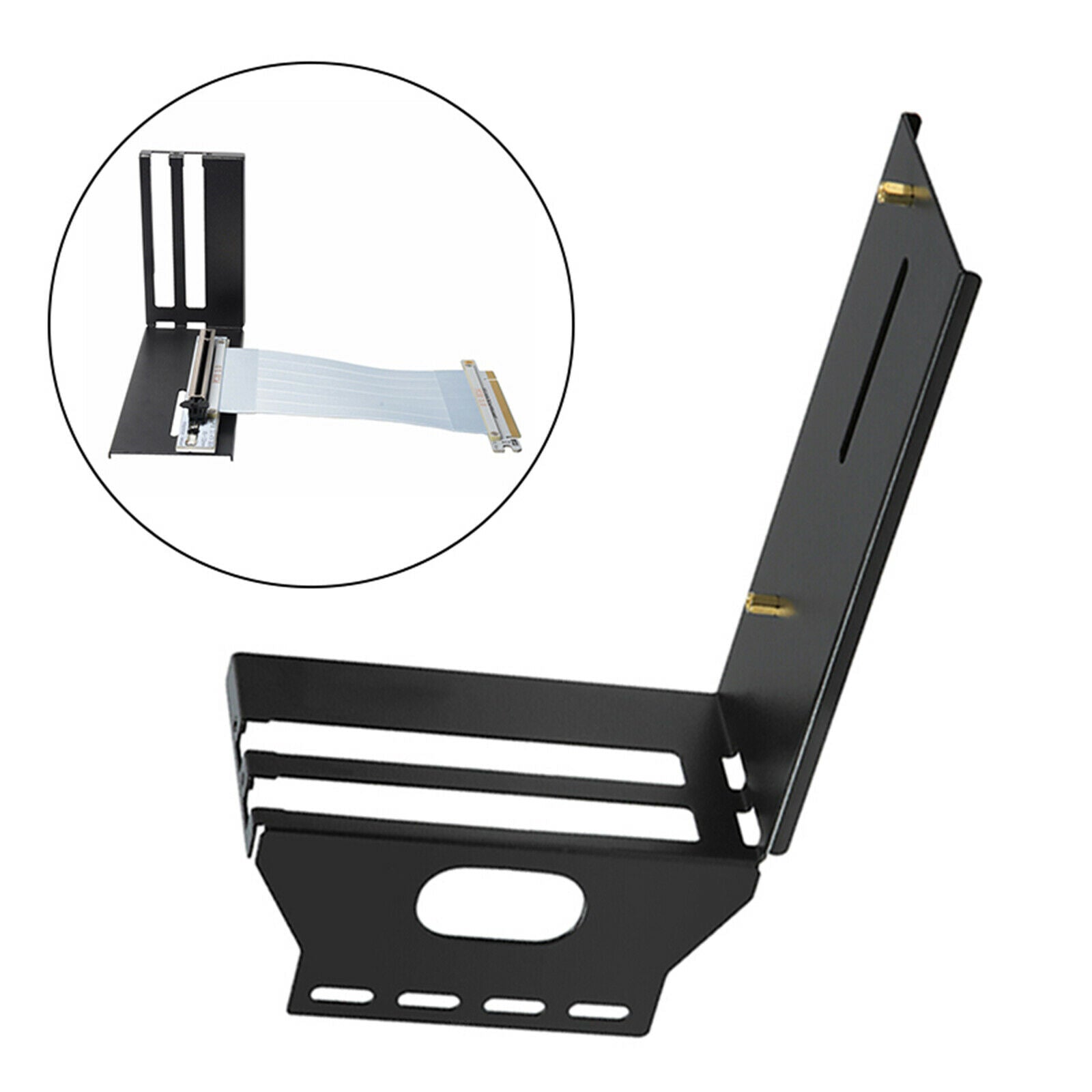 Black PCIe 16X Riser Graphics Card Cable Vertical Bracket Kickstand Kit