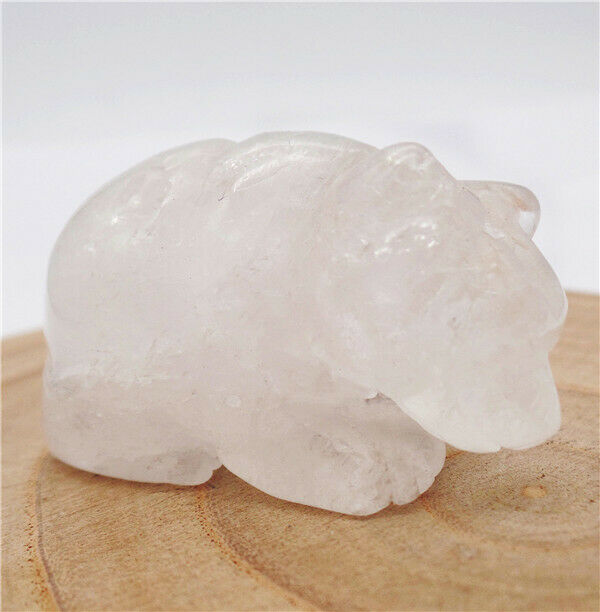 47x28x23mm Natural White Crystal Carved Bear Decoration Statue Home Decor HH7739