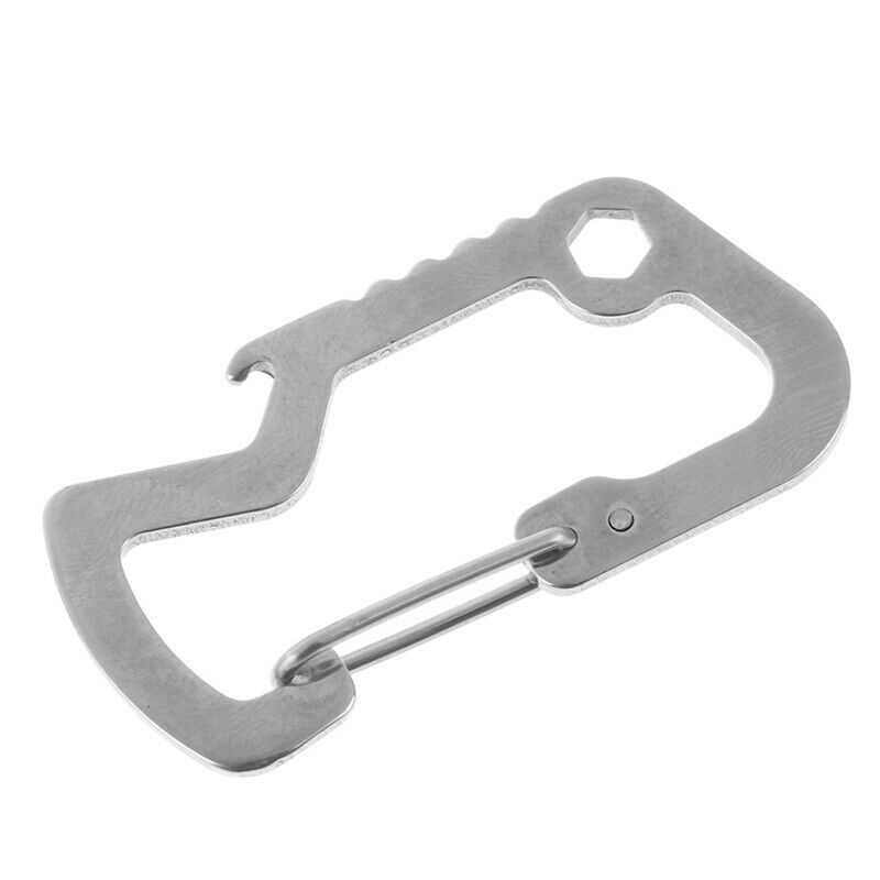 Survival Multi Tools Carabiner Key Chain Keyring Travel Bottle Opener Cap.l8