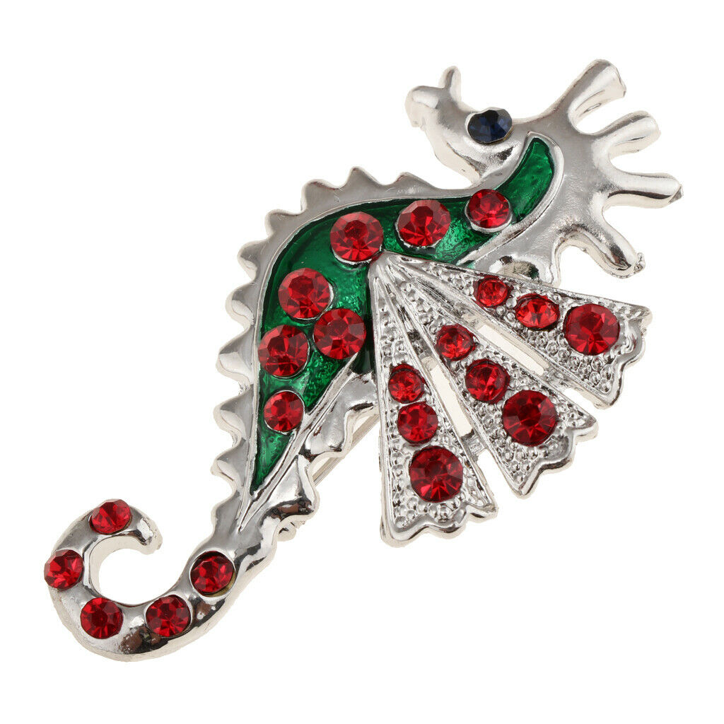 Fashion Crystal Animal Brooch Pin Rhinestone Personality Brestpin Sea Horse
