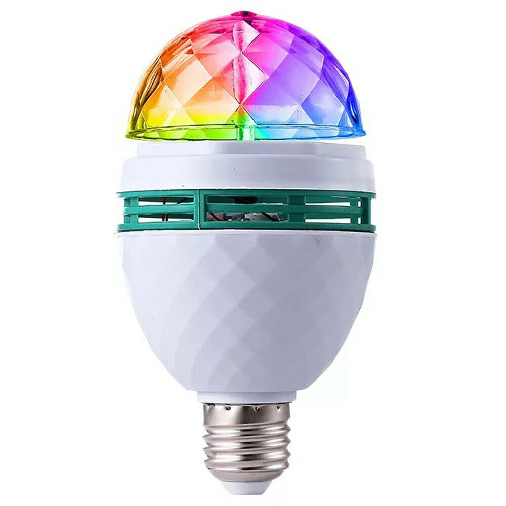 Disco Changing Bulb Lamp 3W E27 RGB Crystal Ball Auto Rotating LED Stage Light!