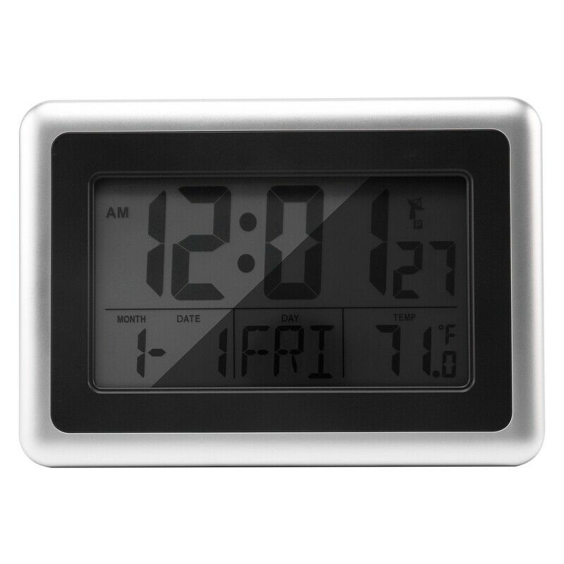 Atomic Digital Wall Clock, Large Lcd Display, Battery Operated, Indoor TemperaX4