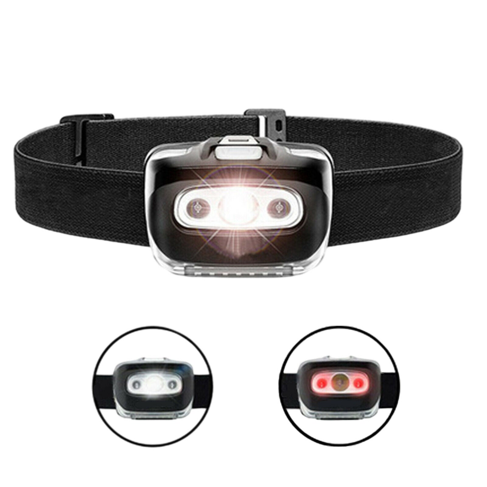 Removable LED Headlamp Handsfree Head Torch for Running Hiking Cycling