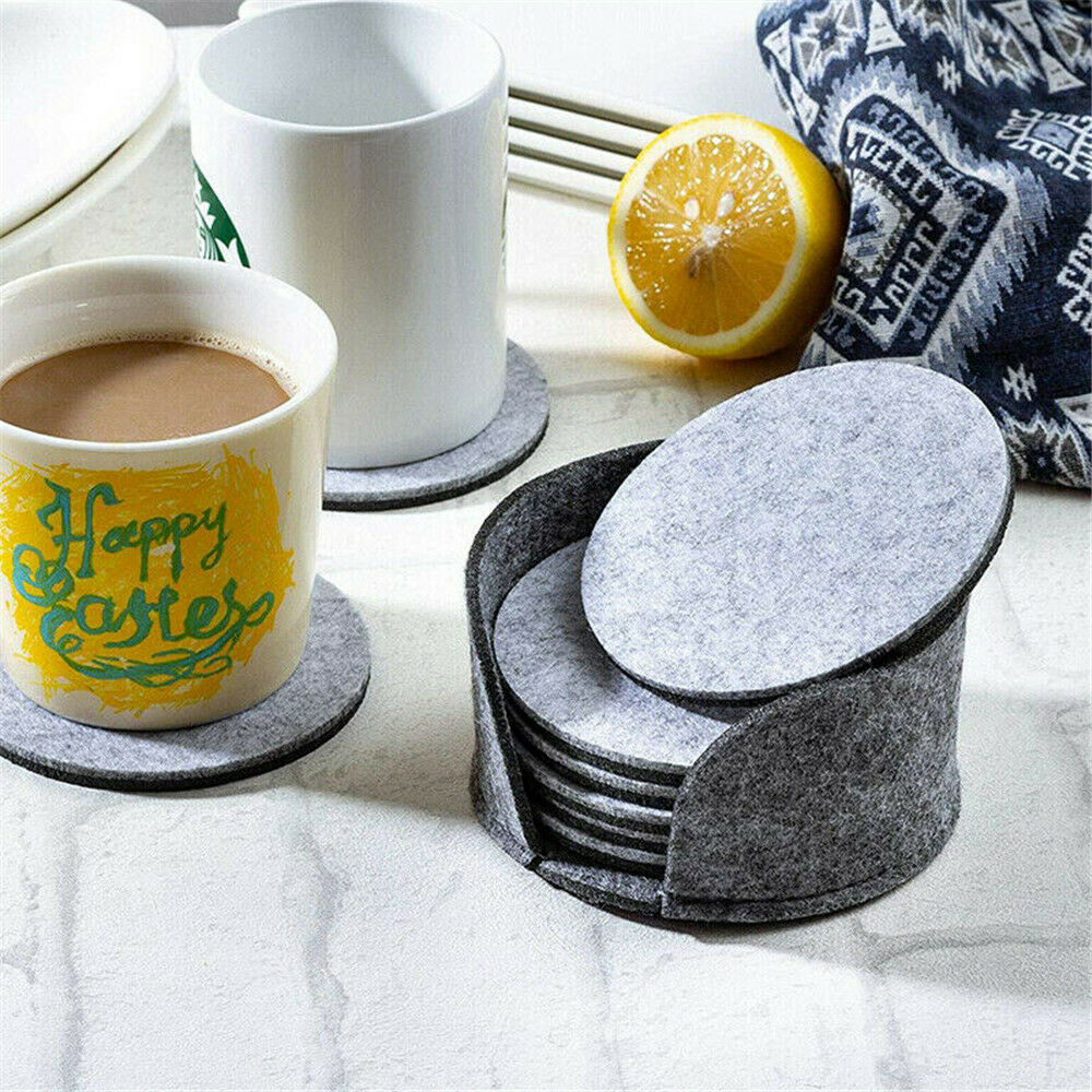 10x Drink Coasters Felt Anti Slip Pad For Table Decoration Round Shape Cup Mats