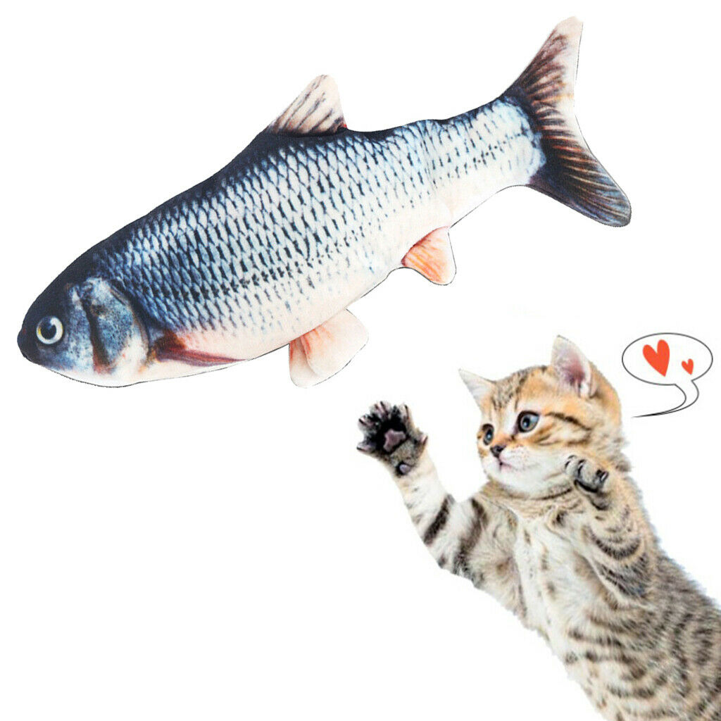 2Pcs Cat â€‹Artificial Moving Fish Toys Funny Realistic Cat Chew Kicker Toys