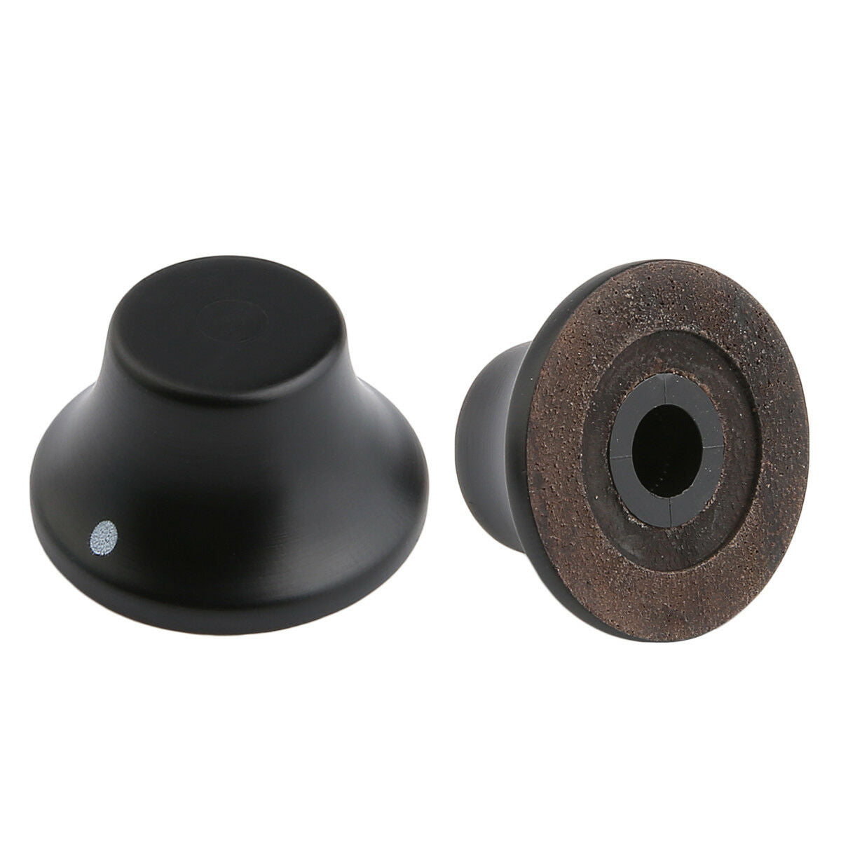 4x Ebony Wooden Strat Style Bell Knobs Guitar Bass Top Hat Knob w/ Indicator Dot