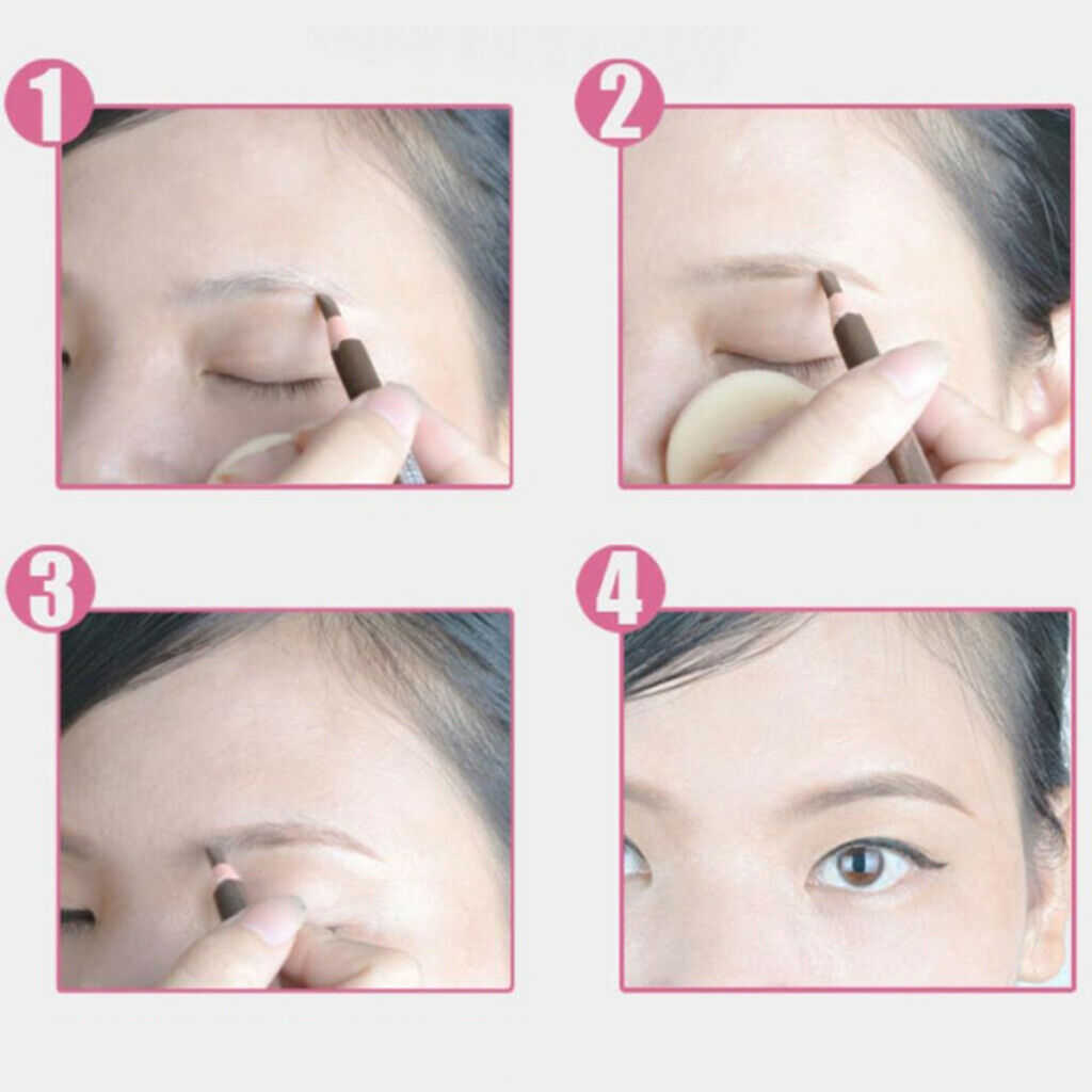 New 3-Style Eyebrow Stencils Shaping Cards + 4pcs Brow Makeup Pencils Set + 1pcs