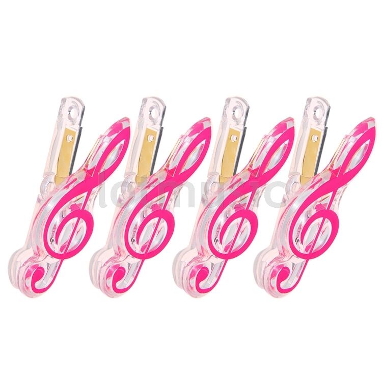 4 Pcs Music Note Book Clip Musical Plastic Music Page Clip Pink