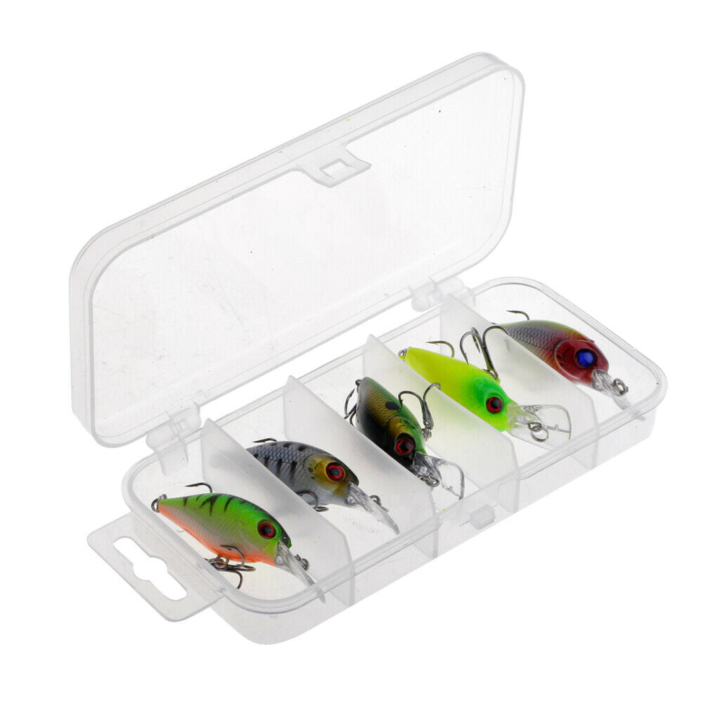 5Pcs Crank Lure Crank Baits Deep Swim Hard Fishing Tackle 5cm/4.2g