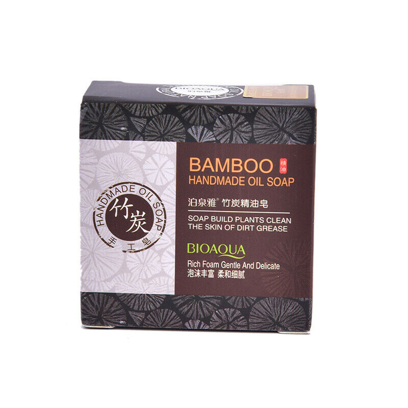 Black Bamboo Charcoal Soap Treatment Skin Care Face Body Clear Whitening Soap FT