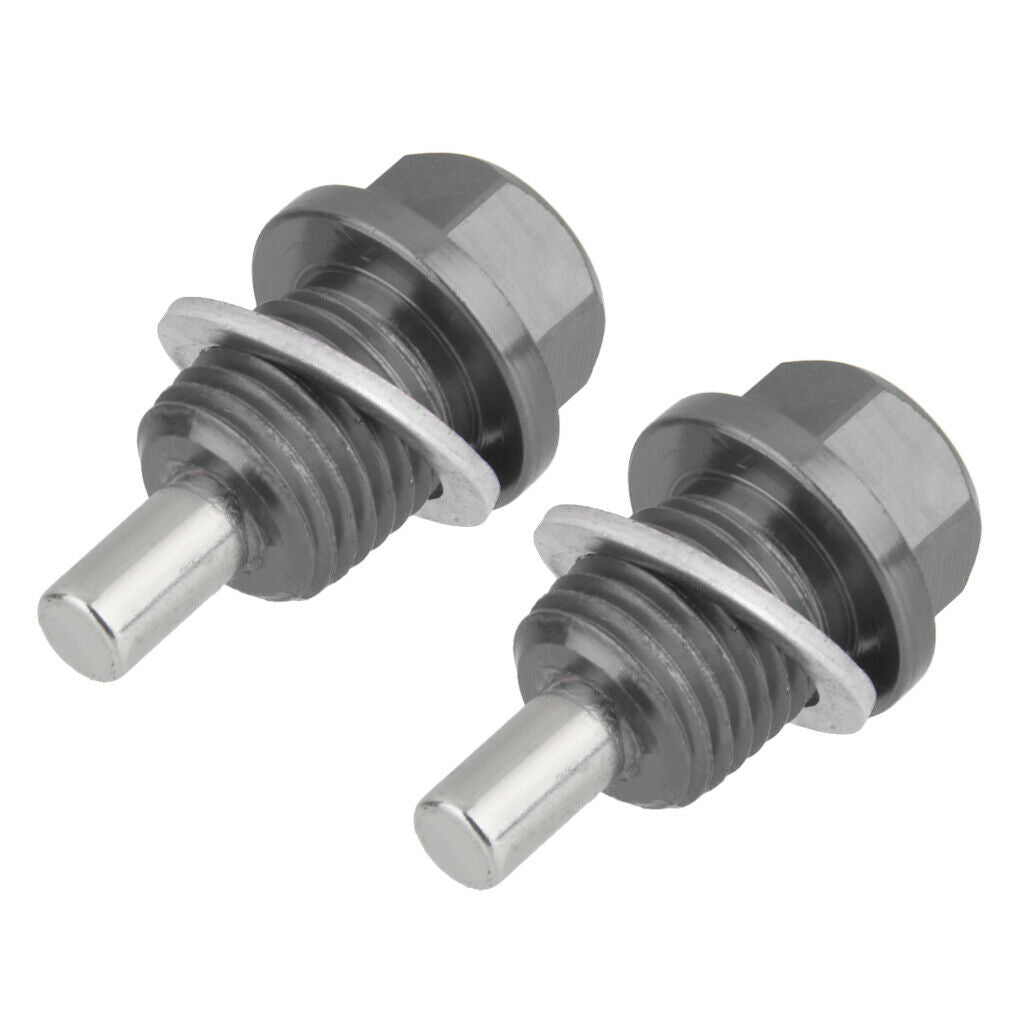 2 Pieces M14X1.5 Anodized Magnetic Oil Pan/Transmission Drain Plug Titanium