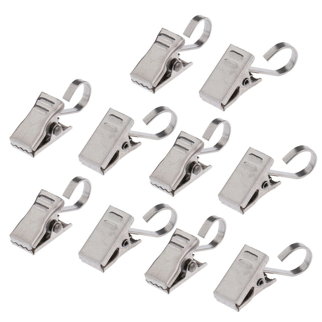 10Pcs Shower Curtain Clips with Hook Gliding Clamp Hanger Clips Peg Pin 35mm,