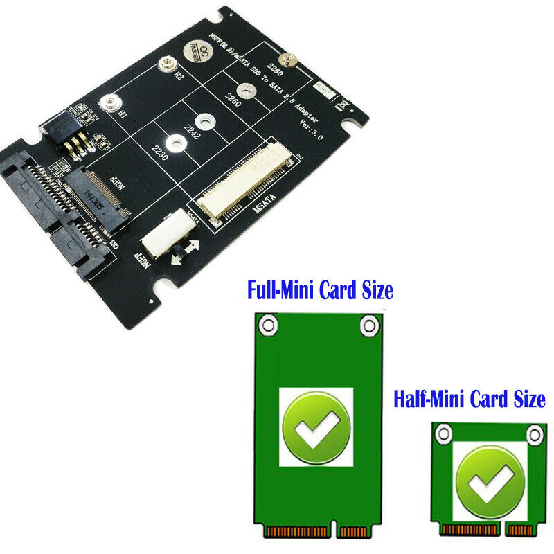 Mini PCI-E B M-KEY M.2 NGFF & 2.5" mSATA SSD to SATA III 3.0 Converter Adapter