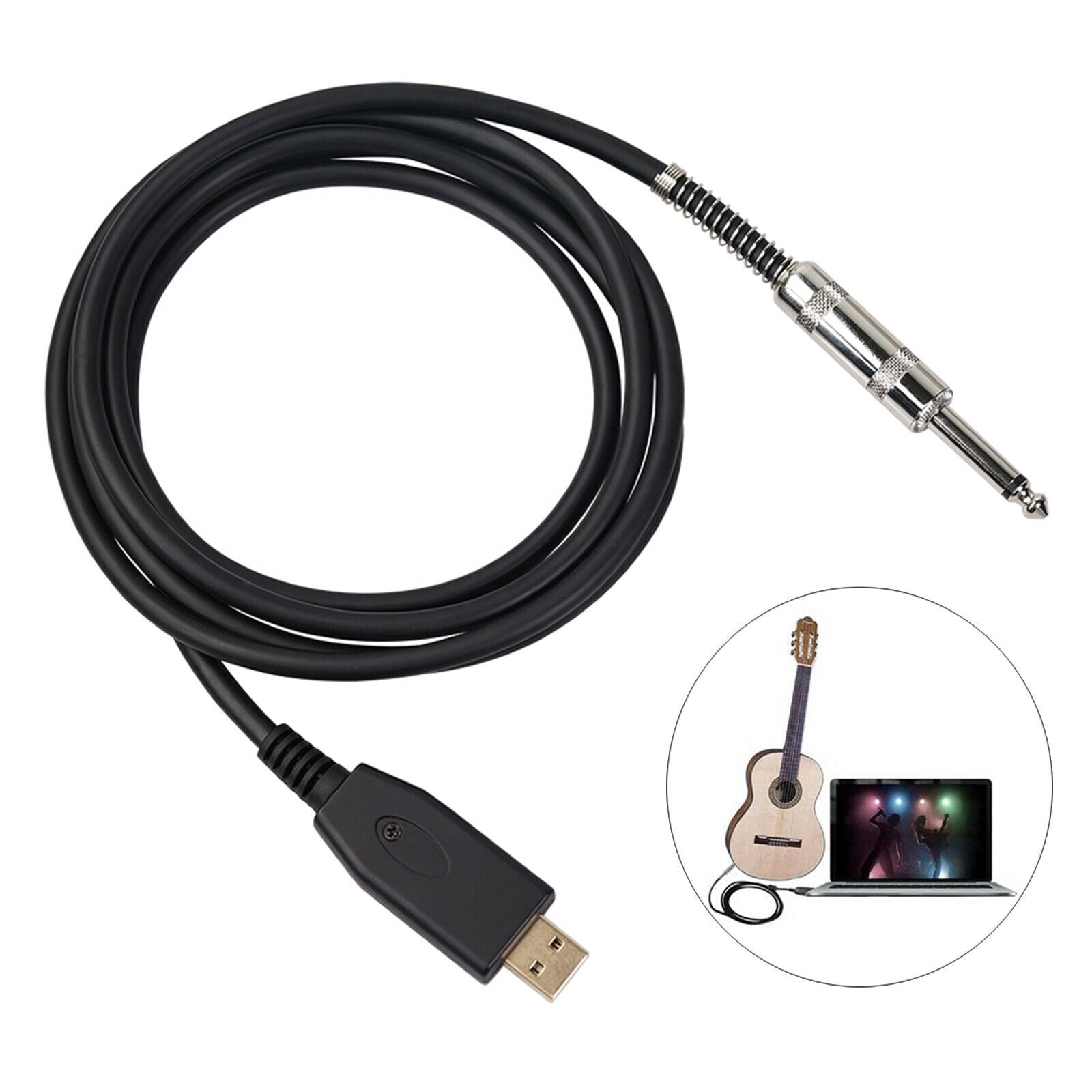 2M Guitar Bass 1/4'' inch 6.35mm   To USB Link Instrument Cable Adapter