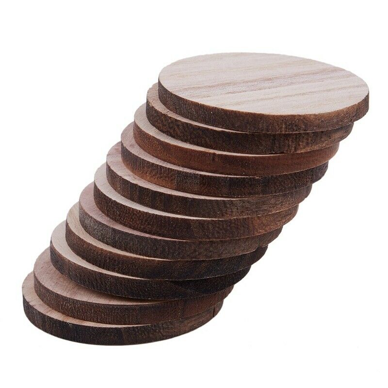 10 x Wooden Circle Shapes, Plain Wood Craft Tags 50mm (5cm) V3T5