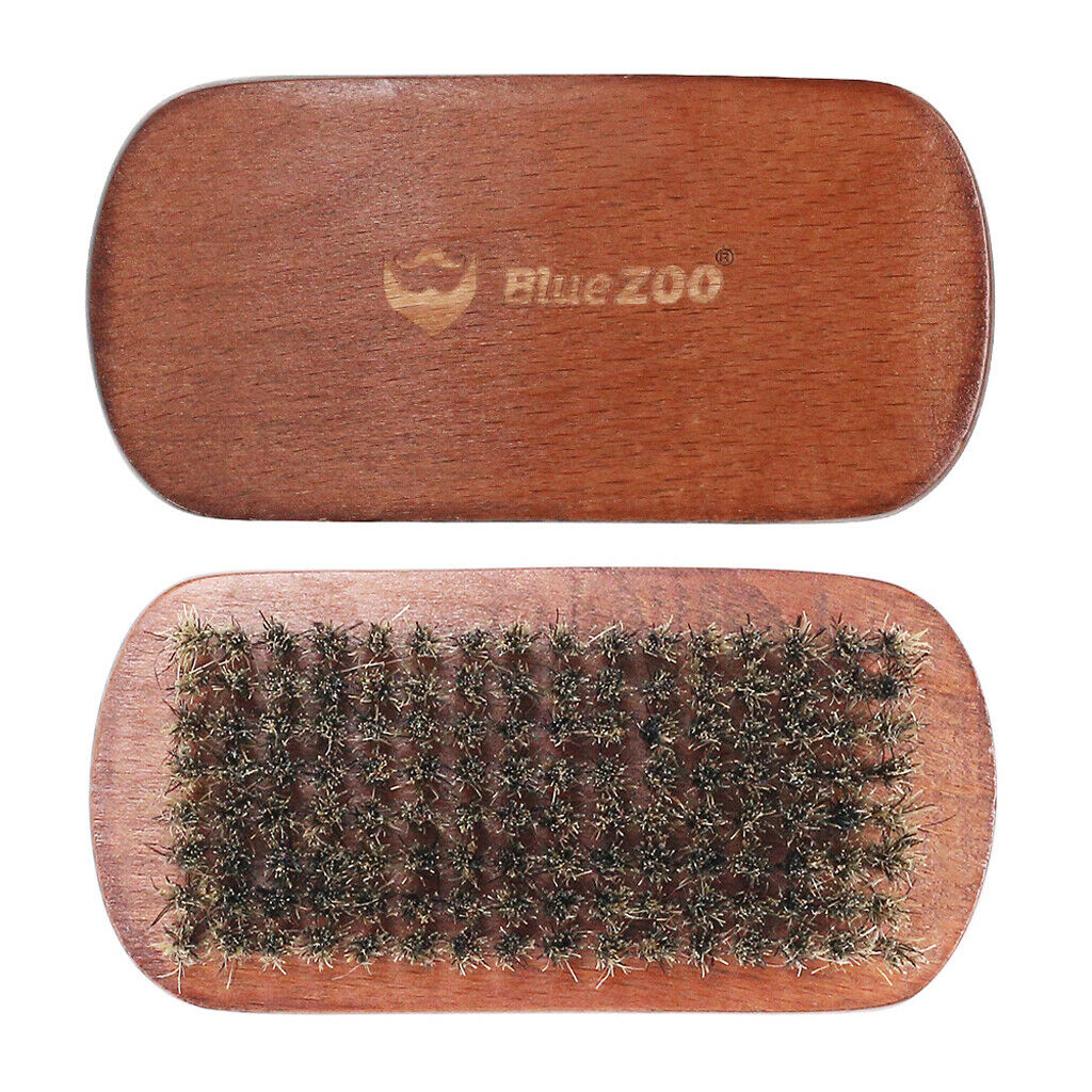 Beard Mustache Facial Hair Grooming Brush for Men Barber Brown Wood