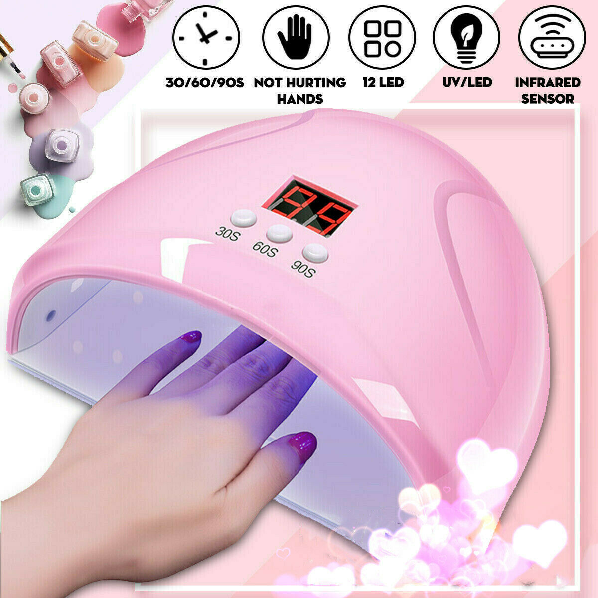 54W LED UV Nail Polish Dryer Lamp Gel Acrylic Curing Light Professional Tool HOT