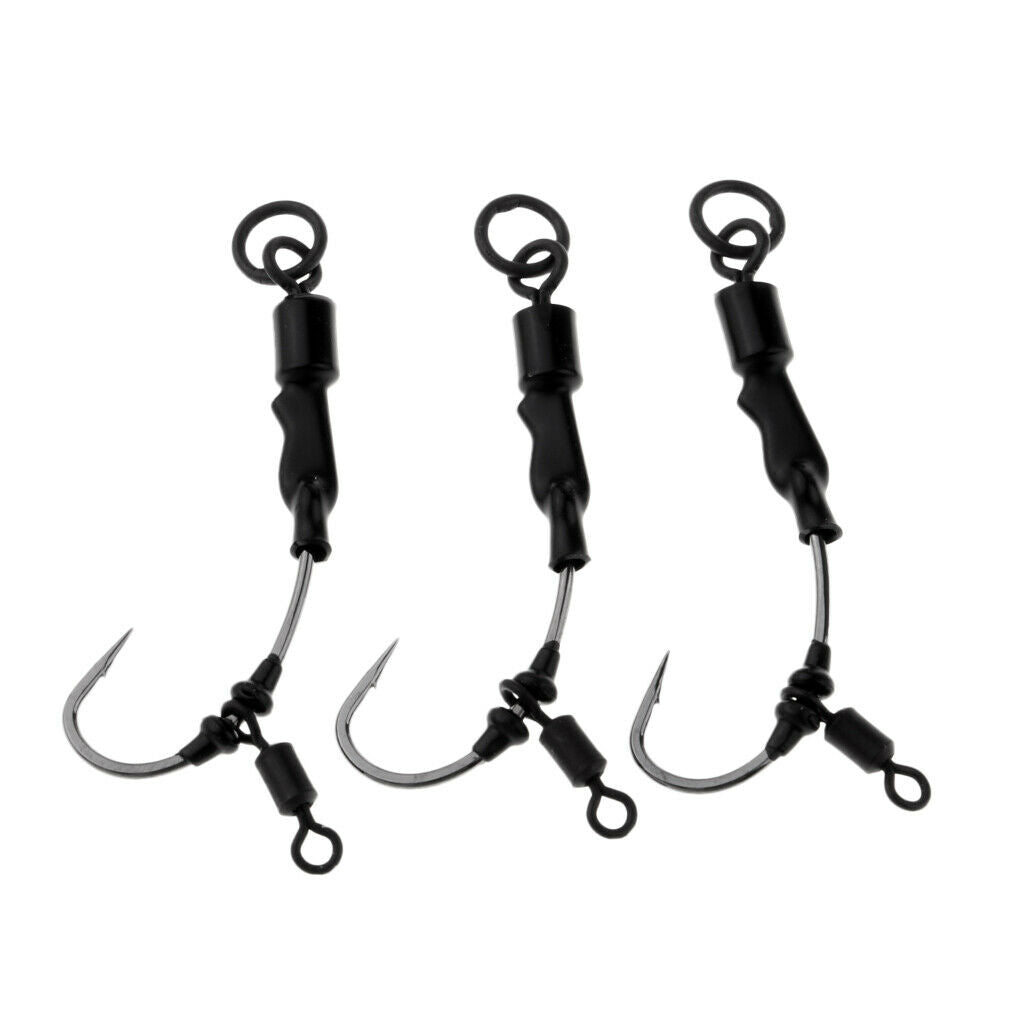 3pcs Carp Fishing Chod Rigs Ready Tied Rigs Stiff Rigger Barbed Hook HK-D002
