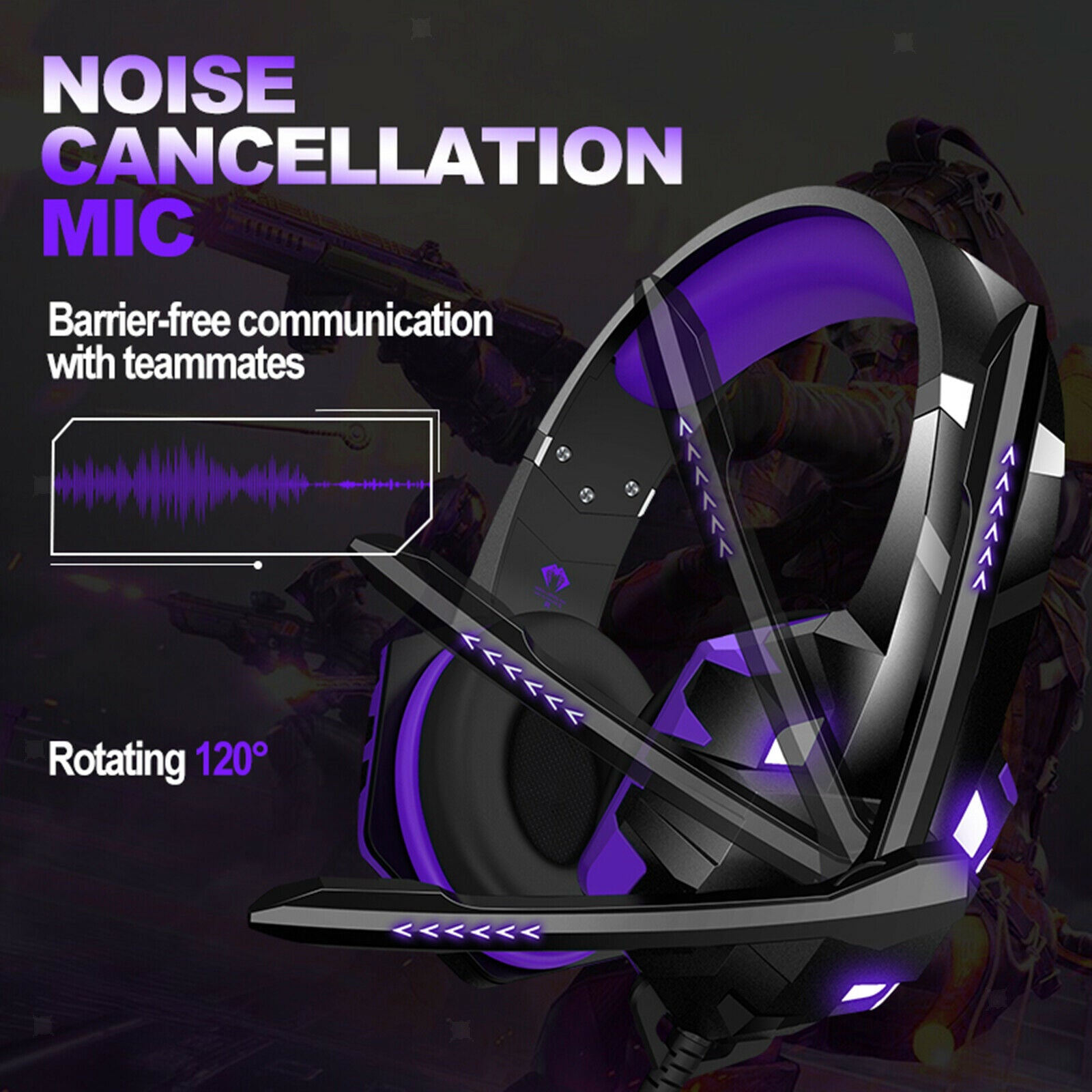 Wired Gaming Headset Over Ear Earphone with 120 degree Mic for Xbox One