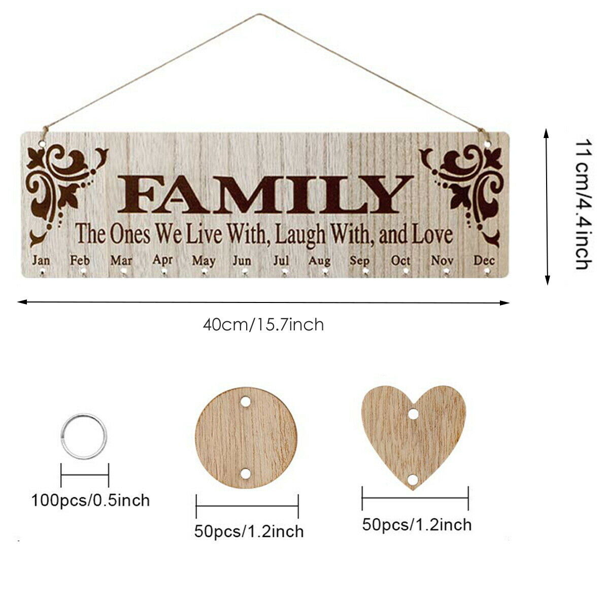 Birtay Gift Family Birtay Calendar Hanging Board DIY Wood Calendar Board RemN6X8