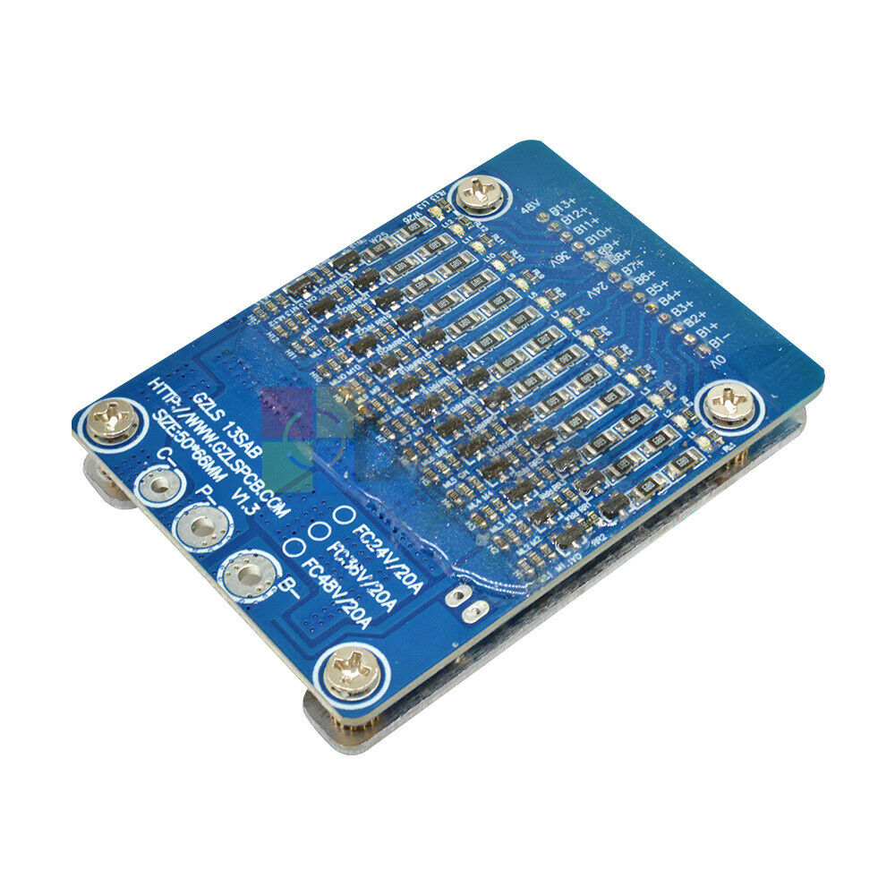 13S 20A Li-ion Lithium Cell Protection PCB Board 48V 18650 Battery BMS Balance