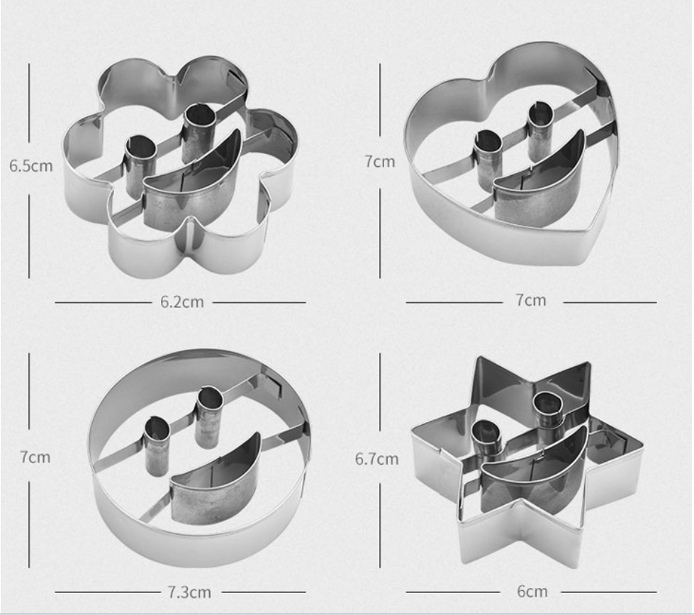 Pack Of 4 Stainless Steel smiley Shape   Cookie Cutter Mould