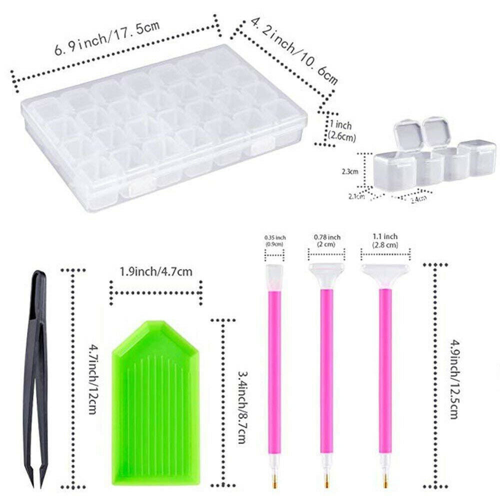 24Pcs/Set 5D Diamond Painting Tool Kits DIY Embroidery Tray Pen Tweezer Supplies