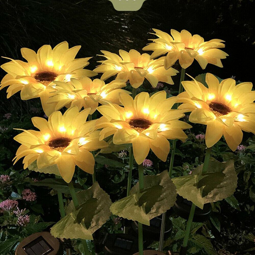 2Pack Outdoor Solar Sunflower Garden Stake Lights LED Landscape Decorative Light