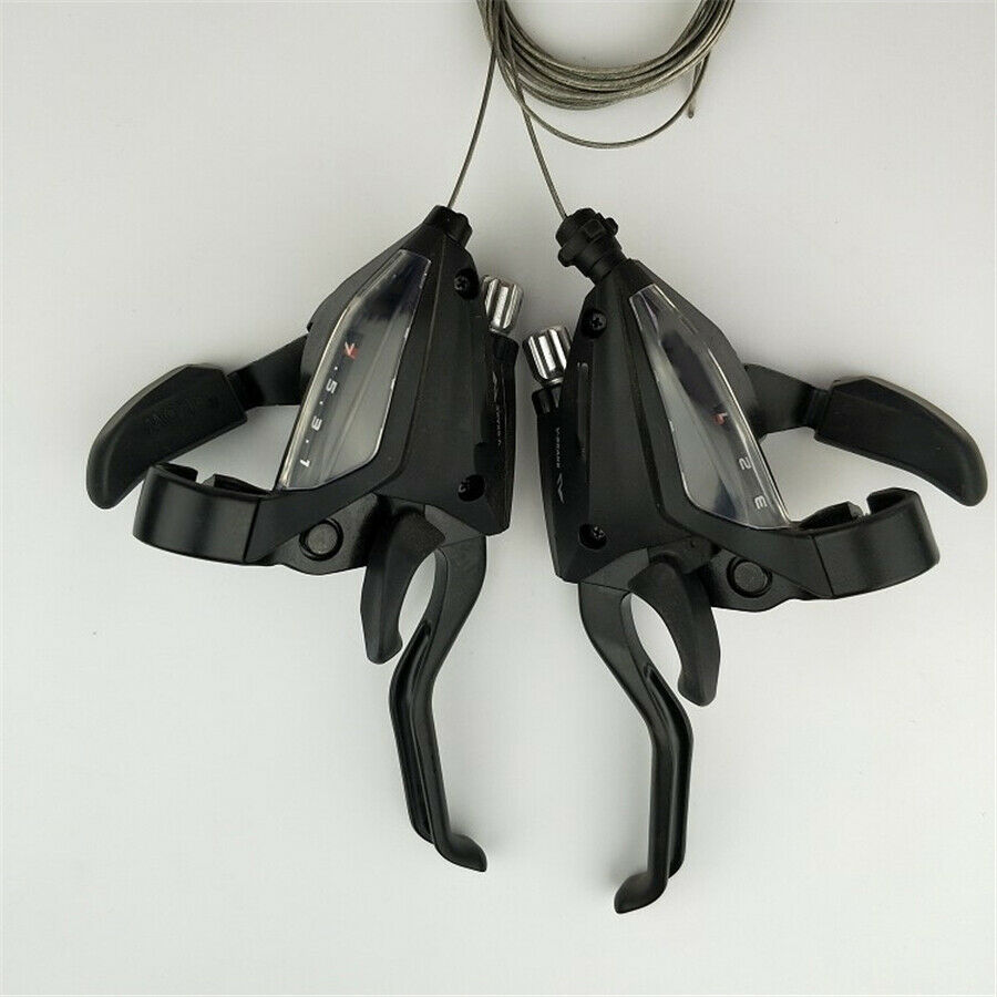 Pair Black Bike Brake Lever Shifter Kit For ST-EF500 3x7 Speed MTB Left & Right