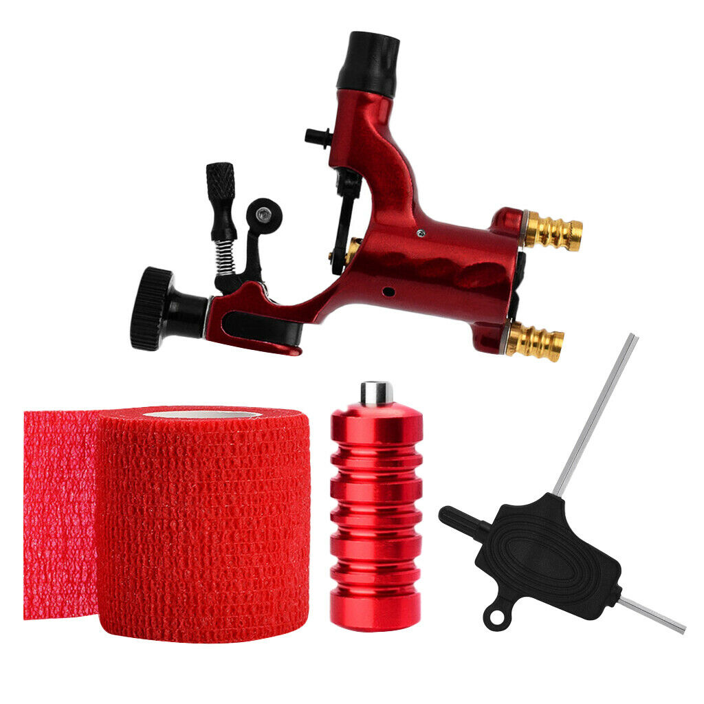 Tattoo Machine Set Rotary Dragonfly Handle Grip with Backstem Equipment Red
