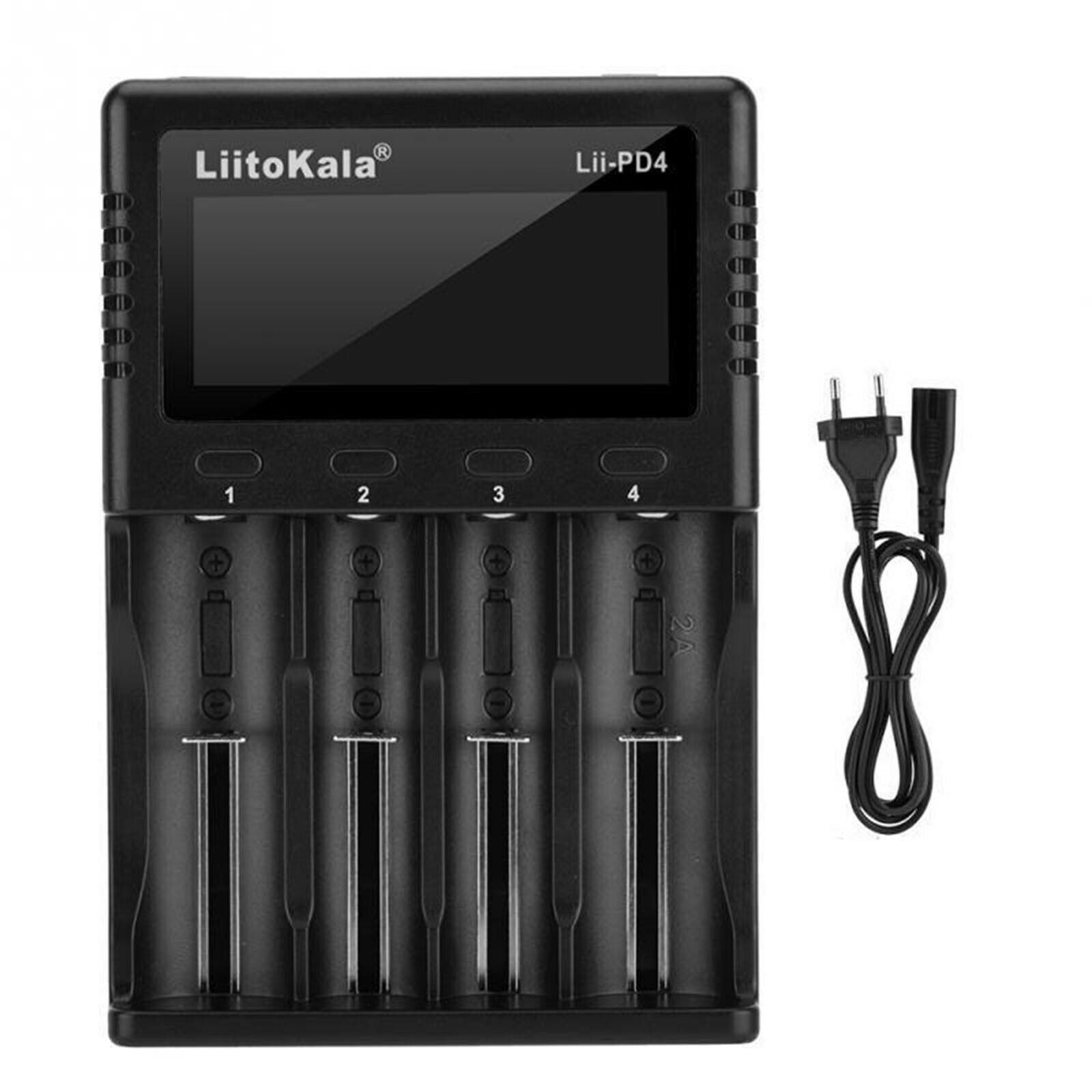 Lii-PD4 4 Slots Smart Lithium Nimh Battery Charger for 26650/21700 Premium