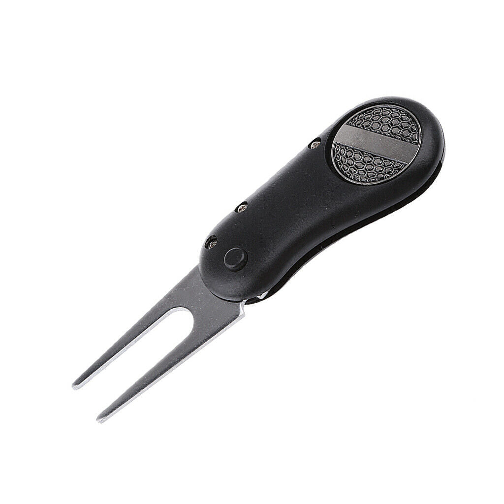 2-in-1 Portable Switchable Folding Golf Divot Tool with Magnetic Ball Marker