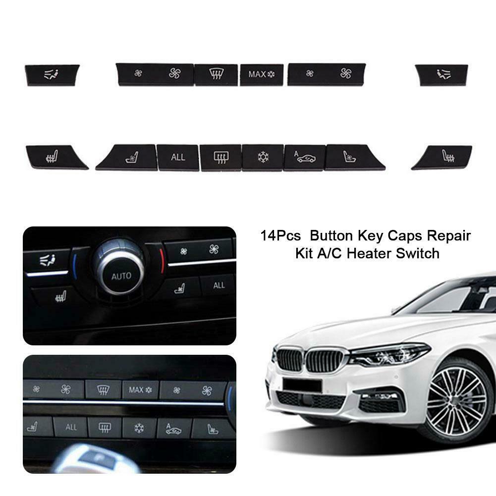 14pcs Button Key Caps Repair Kit A/C Heater Switch for BMW 5/6/7 Series
