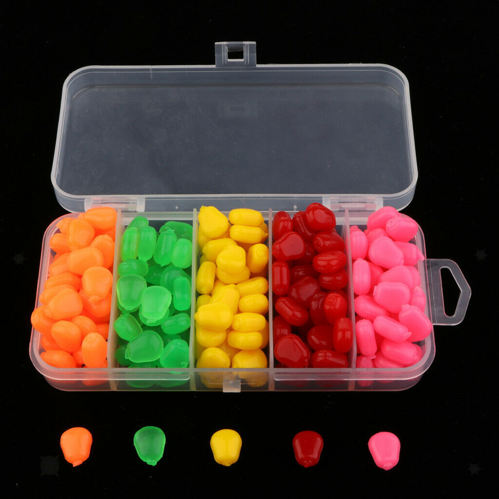 200pcs Simulation Soft Baits Corn Carp Bait, 5 Colors
