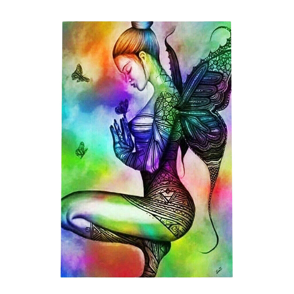 5D Diamond Painting Embroidery Raibow Butterfly Fairy Girls Cross Stitch Kit for