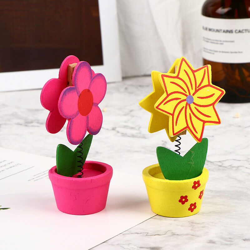 Photo Clip Holders Wooden Floral Cards Memos Note Holder For Office Room DecBDA