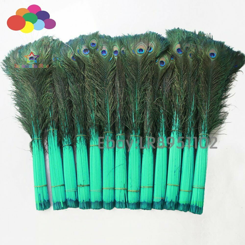 100Pcs/lot Mint Peacock Feather Length 70-80cm 28-32" for Crafts Decorations