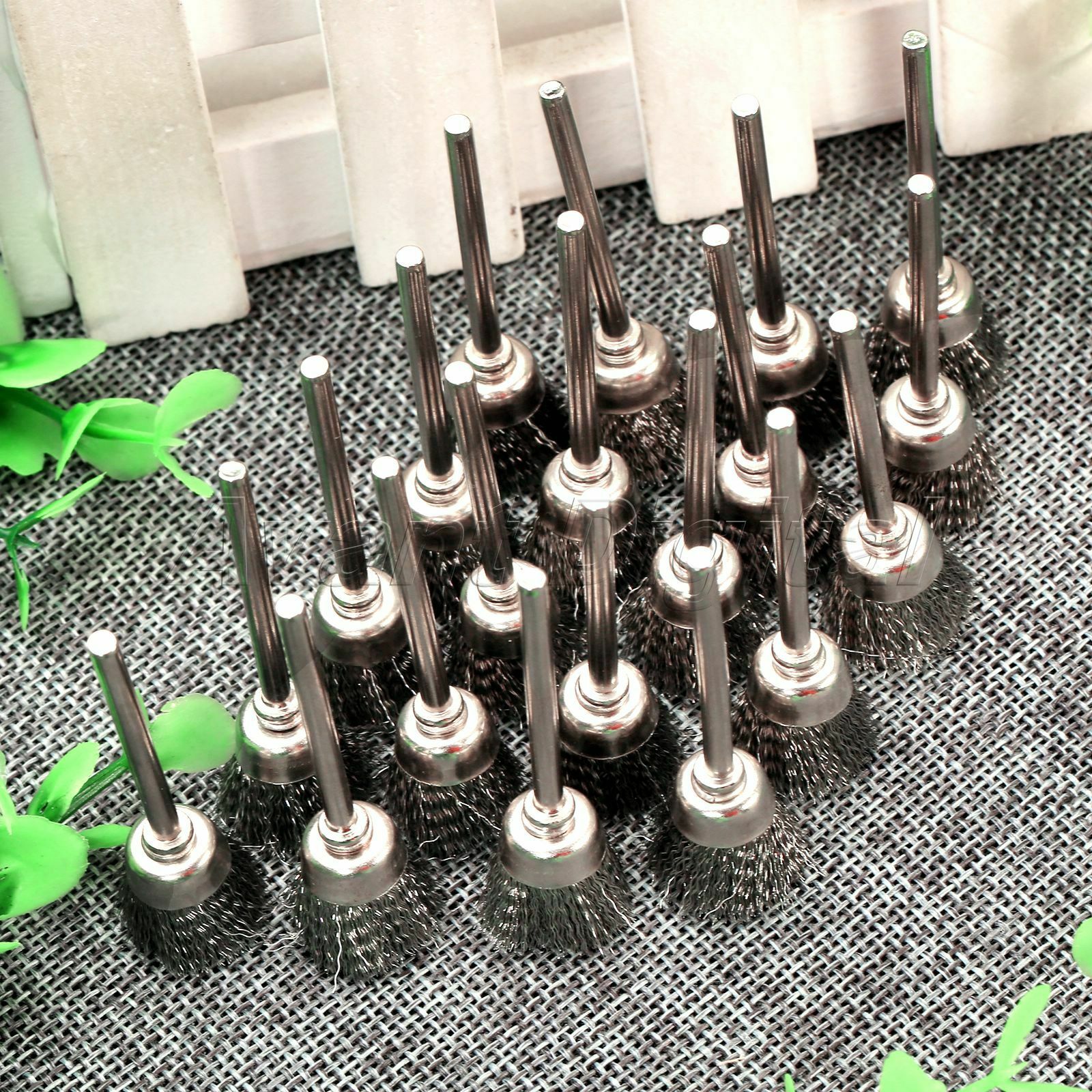10Pcs 3mm Shank Steel Wire Cup Brushes Wheels Set Power Rotary Tool Dia 15mm