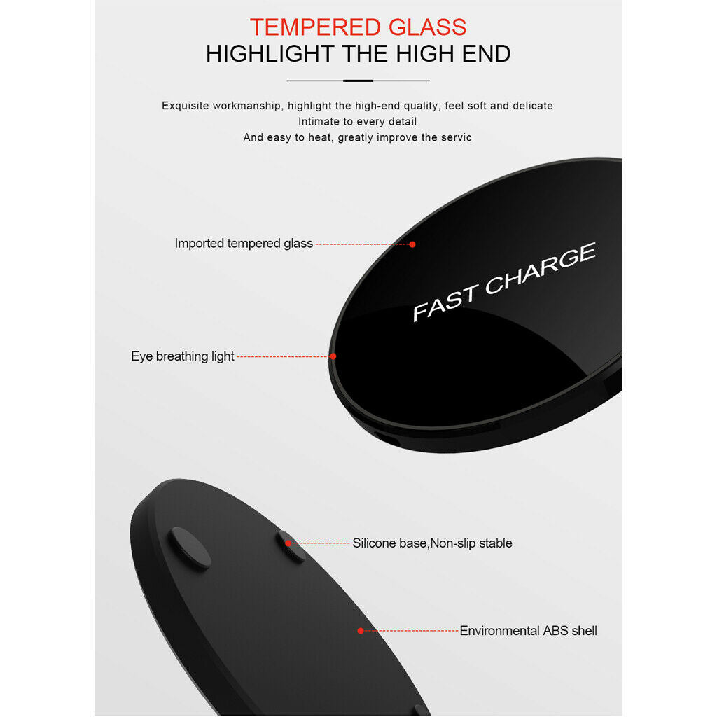 Wireless Charger QI Fast Wireless Charging 10W Quick Charge Standard Charge