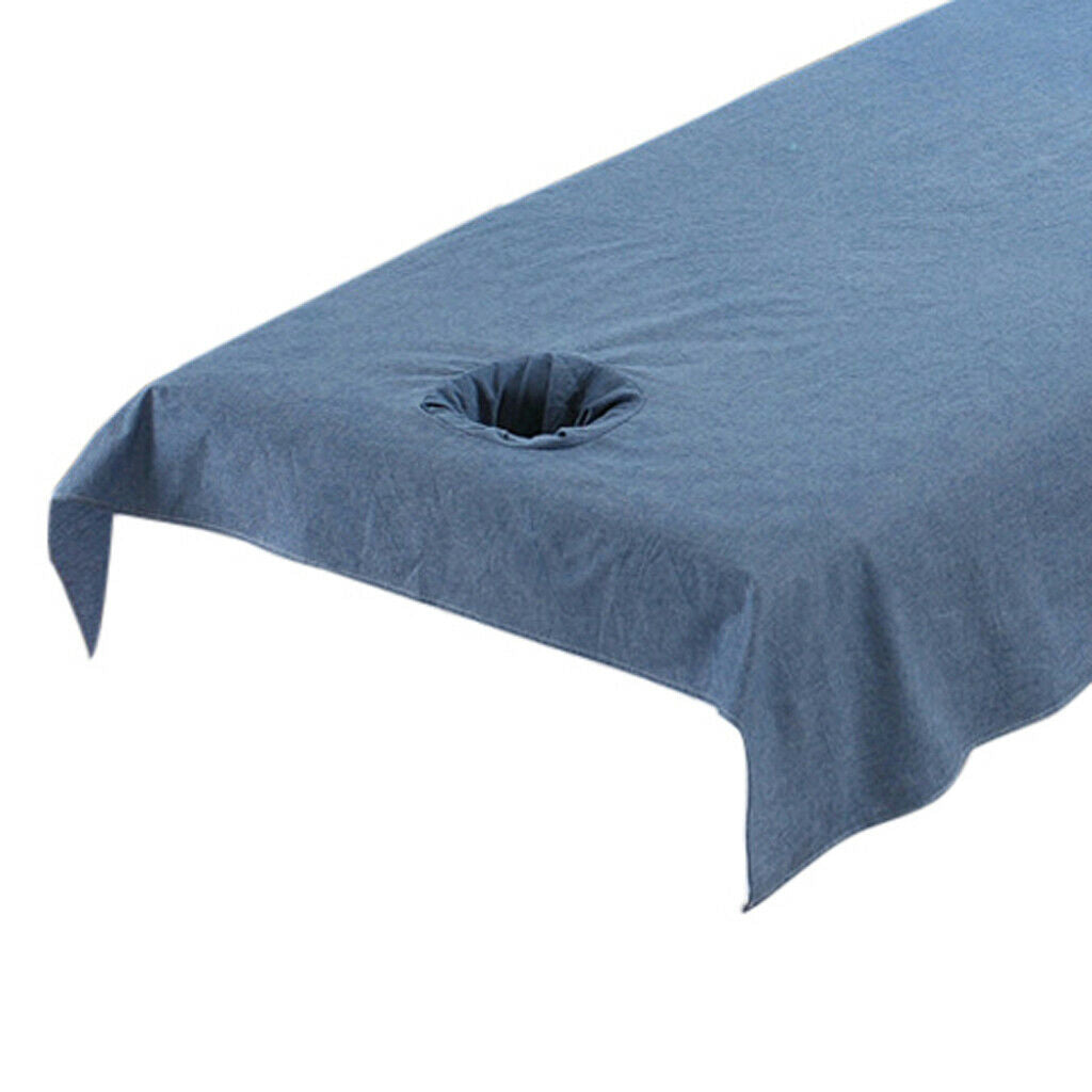 Washable Cotton Acupuncture Massage Table Bed Fitted Pad Cover Sheet Dark Blue