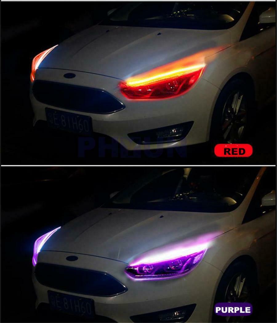 2PC 45CM LED Daytime Running Light DRL RGB Color Bluetooth Control Turning Lamp